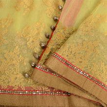 Load image into Gallery viewer, Sanskriti Vintage Cream Sarees Net Mesh Hand Beaded Sari Zardozi Work Fabric

