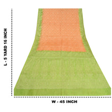 Load image into Gallery viewer, Sanskriti Vintage Peach/Green Sarees Pure Silk Woven Premium Sari 5 Yard Fabric
