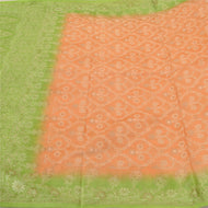 Sanskriti Vintage Peach/Green Sarees Pure Silk Woven Premium Sari 5 Yard Fabric