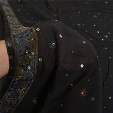 Load image into Gallery viewer, Sanskriti Vintage Bollywood Sarees Pure Georgette Black Hand Beaded Sari Fabric
