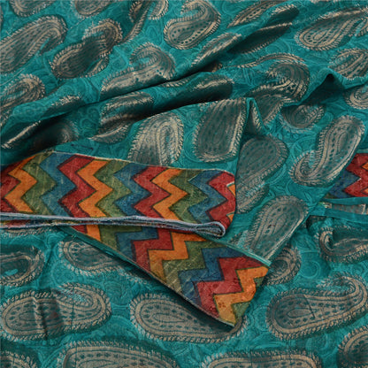 Sanskriti Vintage Blue Indian Sarees Blend Georgette Woven Premium Sari Sustainable Fabric