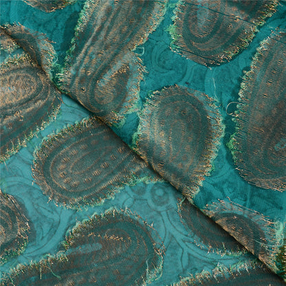 Sanskriti Vintage Blue Indian Sarees Blend Georgette Woven Premium Sari Sustainable Fabric