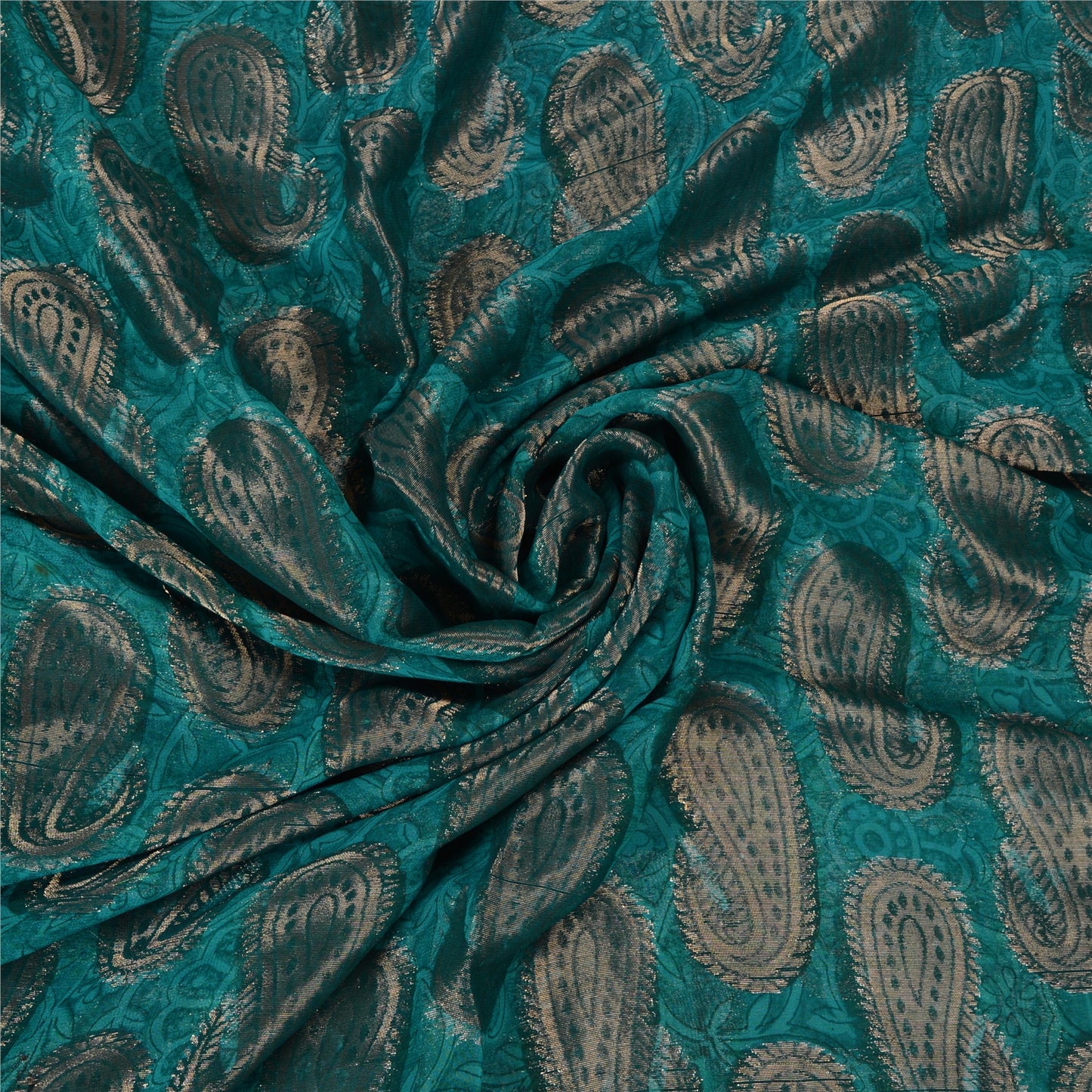Sanskriti Vintage Blue Indian Sarees Blend Georgette Woven Premium Sari Sustainable Fabric