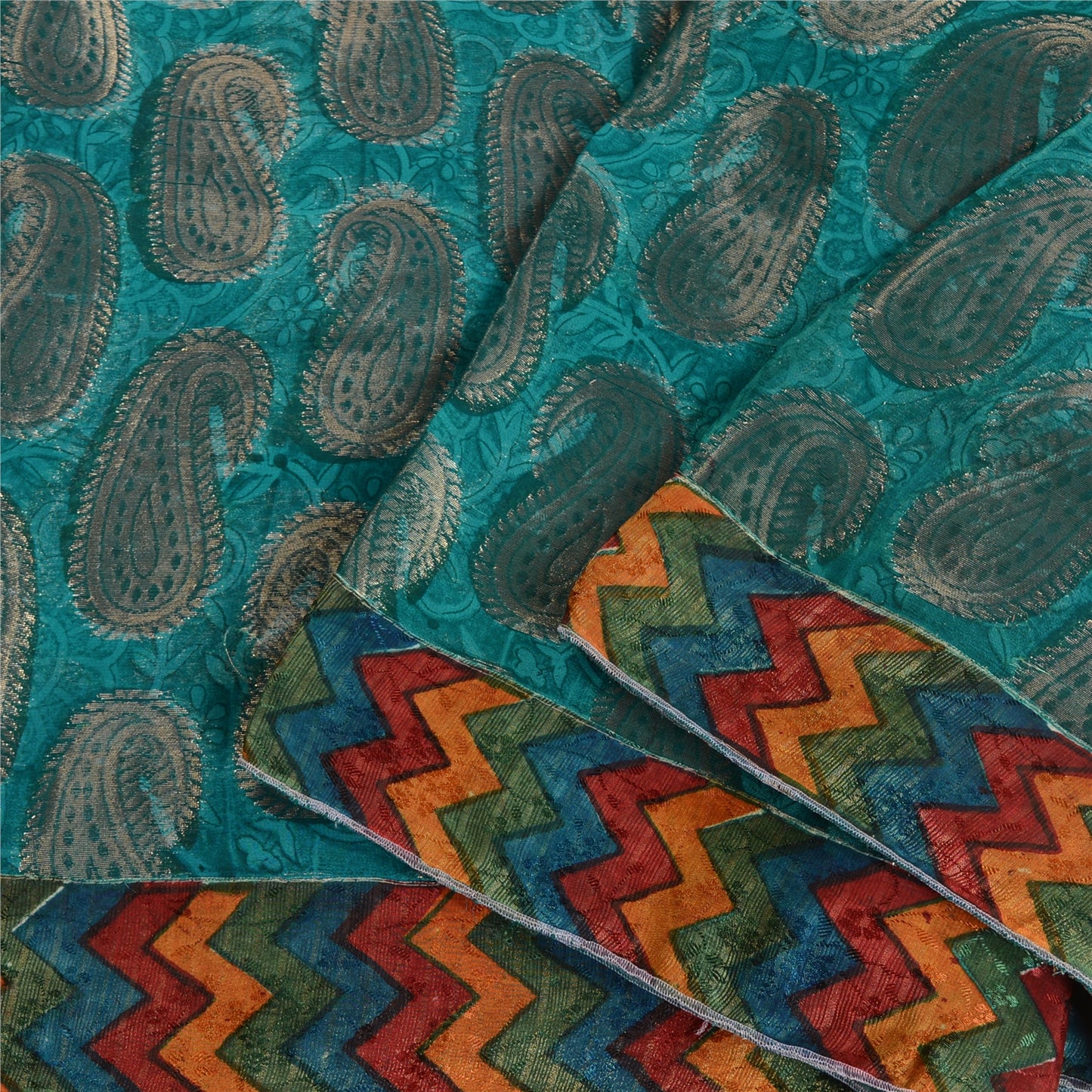 Sanskriti Vintage Blue Indian Sarees Blend Georgette Woven Premium Sari Sustainable Fabric