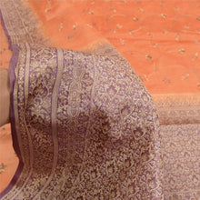 Load image into Gallery viewer, Sanskriti Vintage Orange/Purple Sarees Pure Silk Embroidered Woven Sari Fabric
