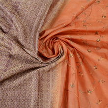 Load image into Gallery viewer, Sanskriti Vintage Orange/Purple Sarees Pure Silk Embroidered Woven Sari Fabric

