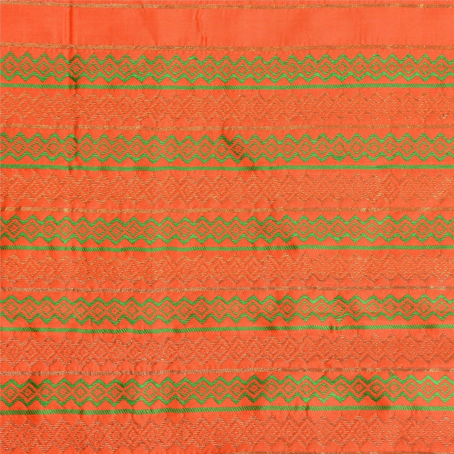 Sanskriti Vintage Green Sarees Pure Silk Woven Brocade Premium Sari Craft Sustainable Fabric