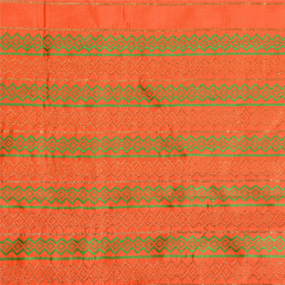 Sanskriti Vintage Green Sarees Pure Silk Woven Brocade Premium Sari Craft Sustainable Fabric