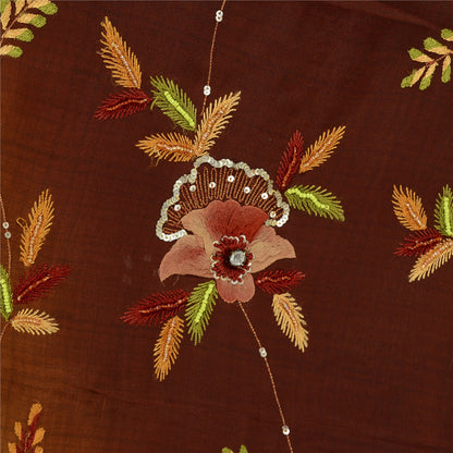 Sanskriti Vintage Indian Sarees Pure Crepe Silk Hand Beaded Sari Craft Sustainable Fabric