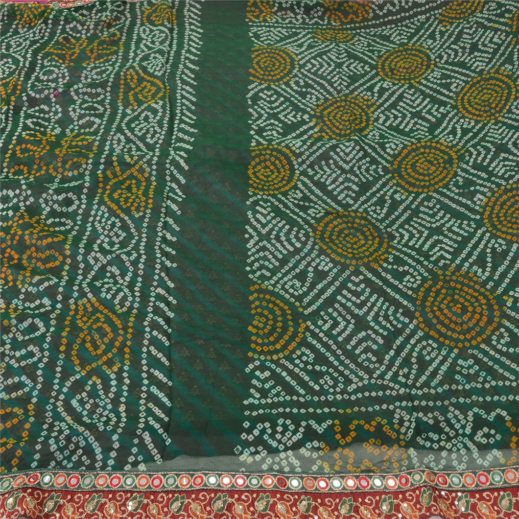 Sanskriti Vintage Sarees Pure Georgette Embroidered Bandhani/Leheria Sari Fabric