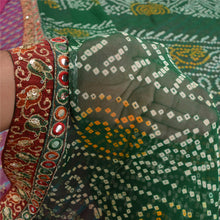 Load image into Gallery viewer, Sanskriti Vintage Sarees Pure Georgette Embroidered Bandhani/Leheria Sari Fabric
