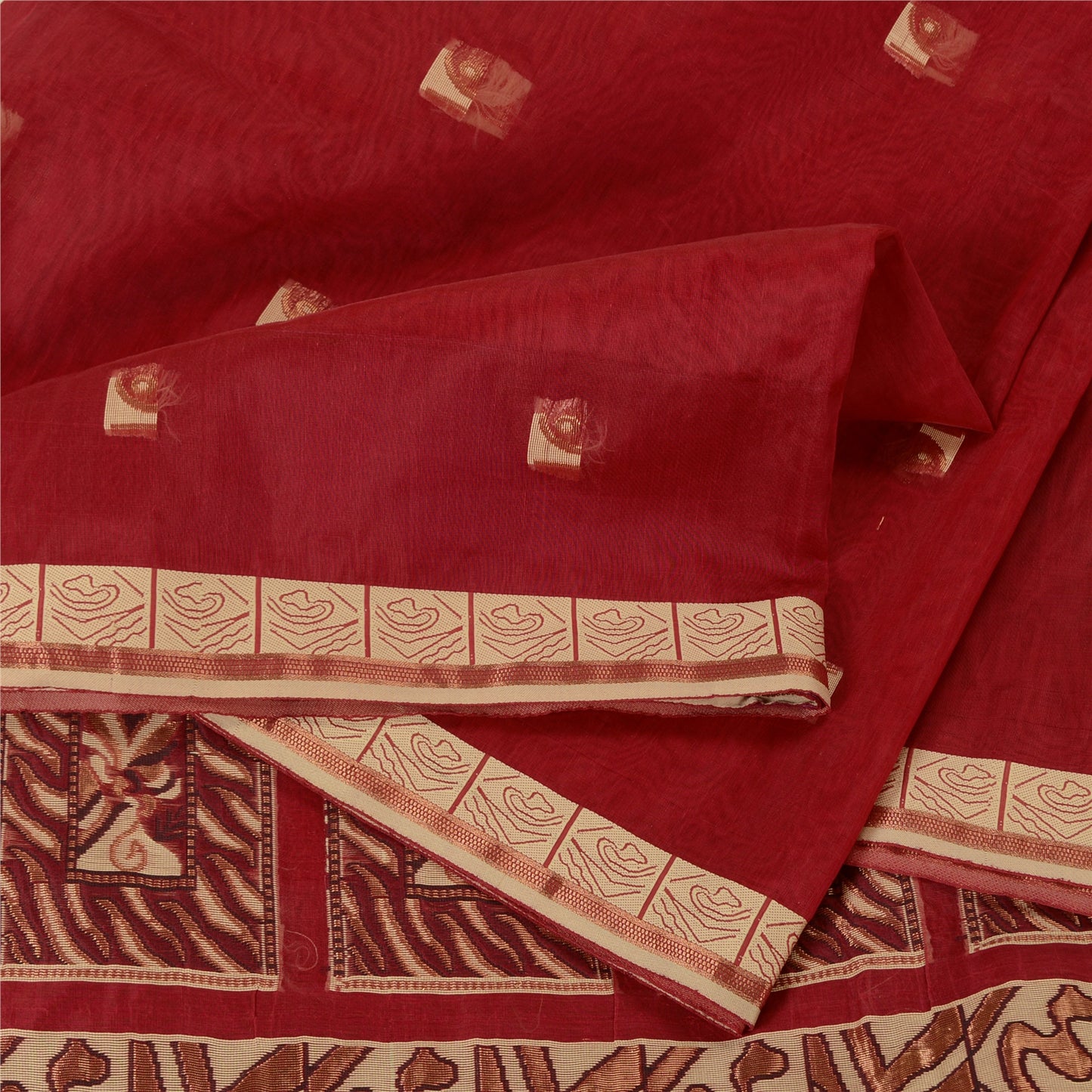 Sanskriti Vintage Red Sarees Pure Silk Woven Zari Premium Sari Craft Sustainable Fabric