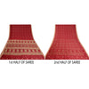 Sanskriti Vintage Red Sarees Pure Silk Woven Zari Premium Sari Craft Sustainable Fabric