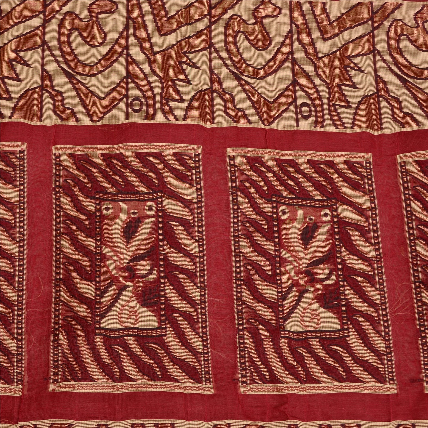 Sanskriti Vintage Red Sarees Pure Silk Woven Zari Premium Sari Craft Sustainable Fabric