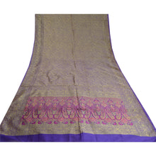 Load image into Gallery viewer, Sanskriti Vintage Purple Sarees 100% Pure Silk Woven Premium Sari Craft Fabric
