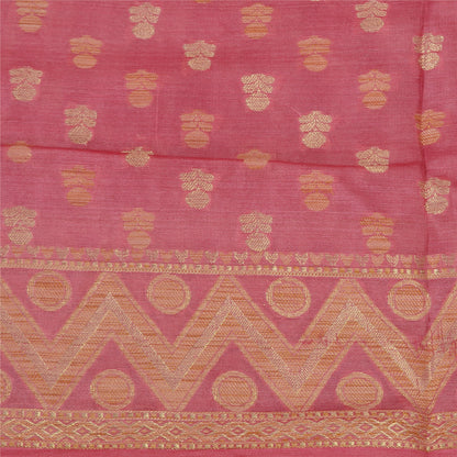 Sanskriti Vintage Pink Sarees 100% Pure Silk Woven Premium Sari Craft Sustainable Fabric