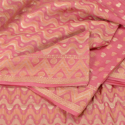 Sanskriti Vintage Pink Sarees 100% Pure Silk Woven Premium Sari Craft Sustainable Fabric