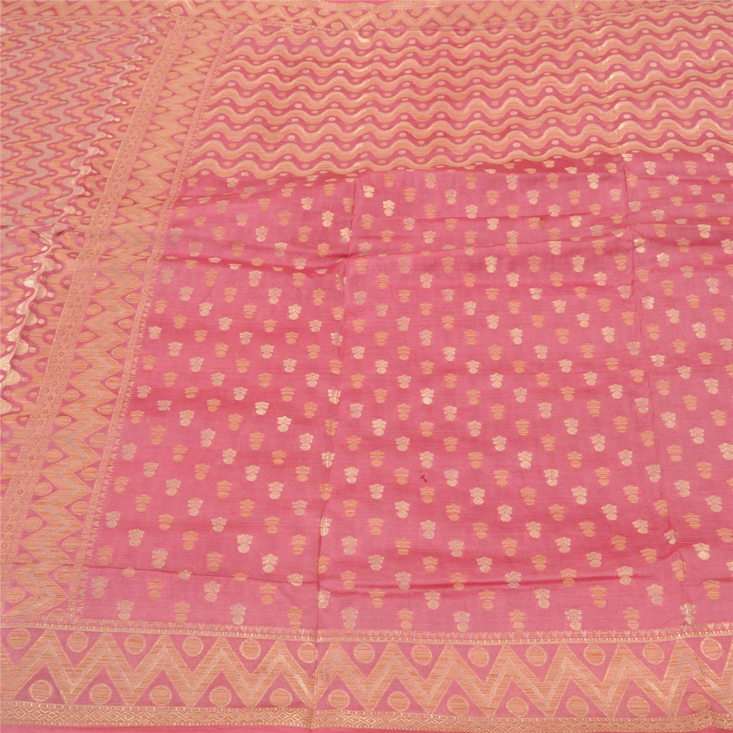 Sanskriti Vintage Pink Sarees 100% Pure Silk Woven Premium Sari Craft Sustainable Fabric