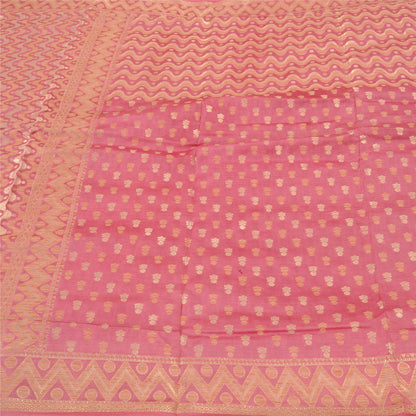 Sanskriti Vintage Pink Sarees 100% Pure Silk Woven Premium Sari Craft Sustainable Fabric