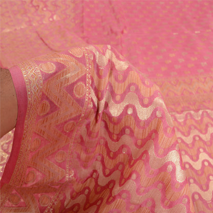 Sanskriti Vintage Pink Sarees 100% Pure Silk Woven Premium Sari Craft Sustainable Fabric