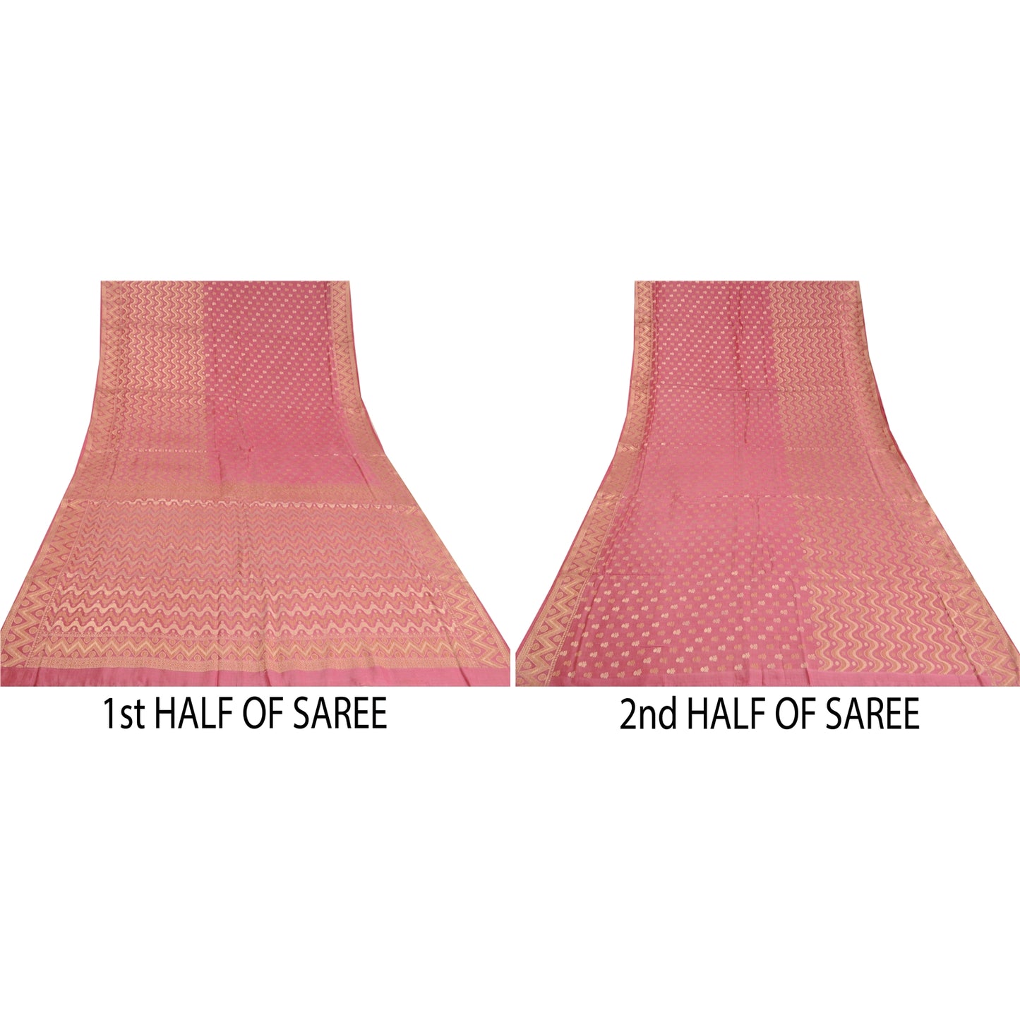 Sanskriti Vintage Pink Sarees 100% Pure Silk Woven Premium Sari Craft Sustainable Fabric