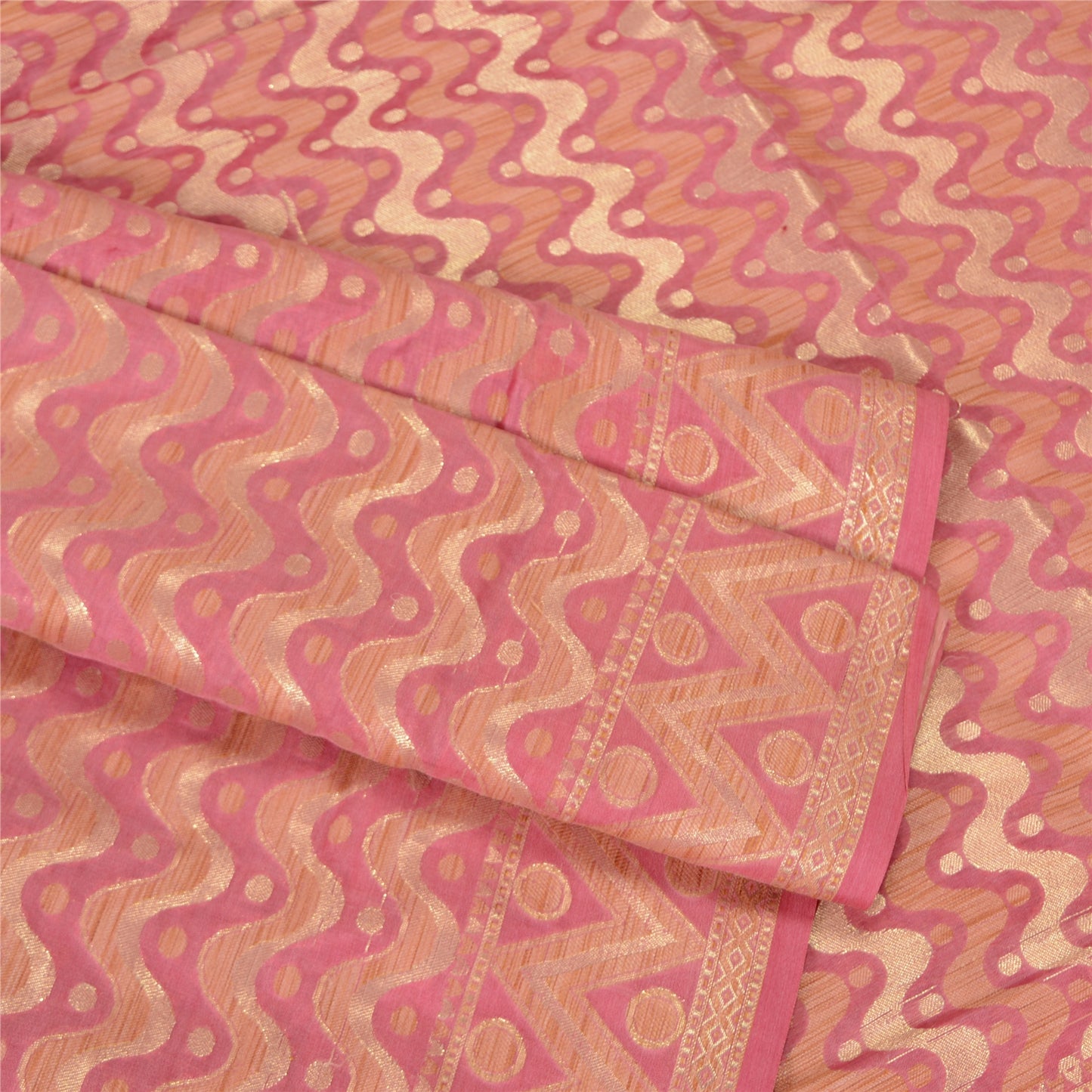 Sanskriti Vintage Pink Sarees 100% Pure Silk Woven Premium Sari Craft Sustainable Fabric