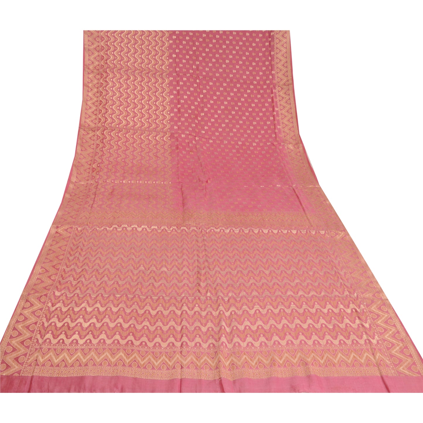 Sanskriti Vintage Pink Sarees 100% Pure Silk Woven Premium Sari Craft Sustainable Fabric