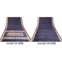Load image into Gallery viewer, Sanskriti Vintage Blue Sarees 100% Pure Silk Woven Premium Sari Craft Fabric
