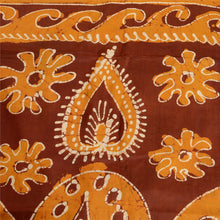 Load image into Gallery viewer, Sanskriti Vintage Saffron/Ivory Sarees Pure Silk Batik Work Unique Sari Fabric
