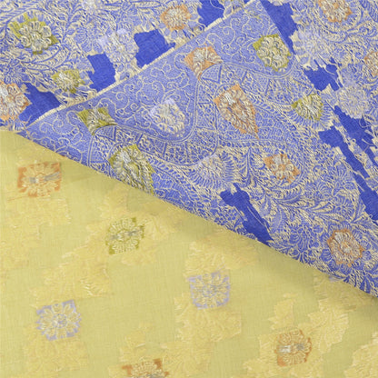 Sanskriti Vintage Green/Blue Sarees 100% Pure Silk Woven Sari Craft Sustainable Fabric