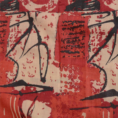 Sanskriti Vintage Red/Black Indian Sarees Pure Silk Hand-Woven Sari Craft Sustainable Fabric