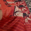 Sanskriti Vintage Red/Black Indian Sarees Pure Silk Hand-Woven Sari Craft Sustainable Fabric