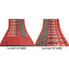 Sanskriti Vintage Red/Black Indian Sarees Pure Silk Hand-Woven Sari Craft Sustainable Fabric