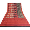 Sanskriti Vintage Red/Black Indian Sarees Pure Silk Hand-Woven Sari Craft Sustainable Fabric