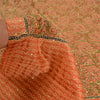 Sanskriti Vintage Peach/Green Sarees Pure Silk Hand Beaded Premium Sari Sustainable Fabric