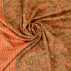 Sanskriti Vintage Peach/Green Sarees Pure Silk Hand Beaded Premium Sari Sustainable Fabric