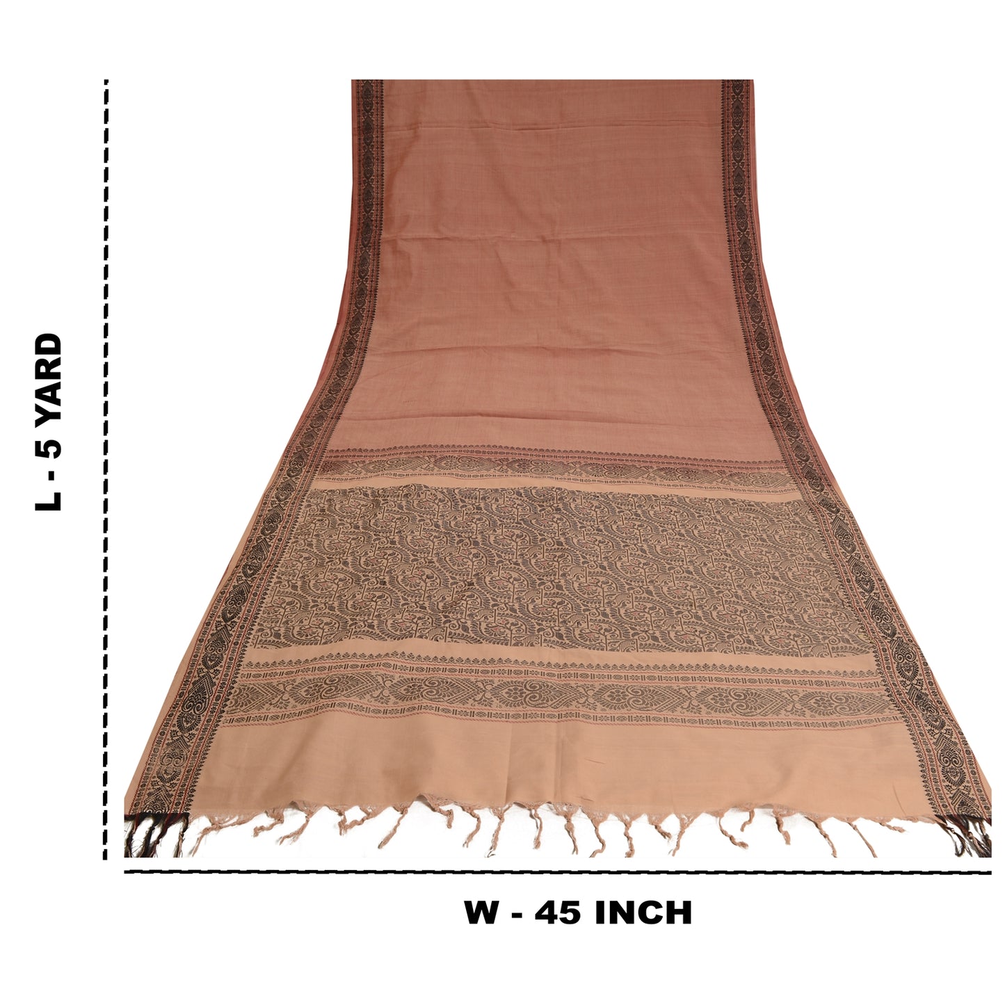 Sanskriti Vintage Peach Sarees Blandet Bomuld Vævet Premium Sari Håndværk 5 Yards Bæredygtigt Stof