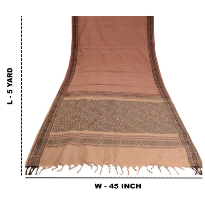 Sanskriti Vintage Peach Sarees Blandet Bomuld Vævet Premium Sari Håndværk 5 Yards Bæredygtigt Stof