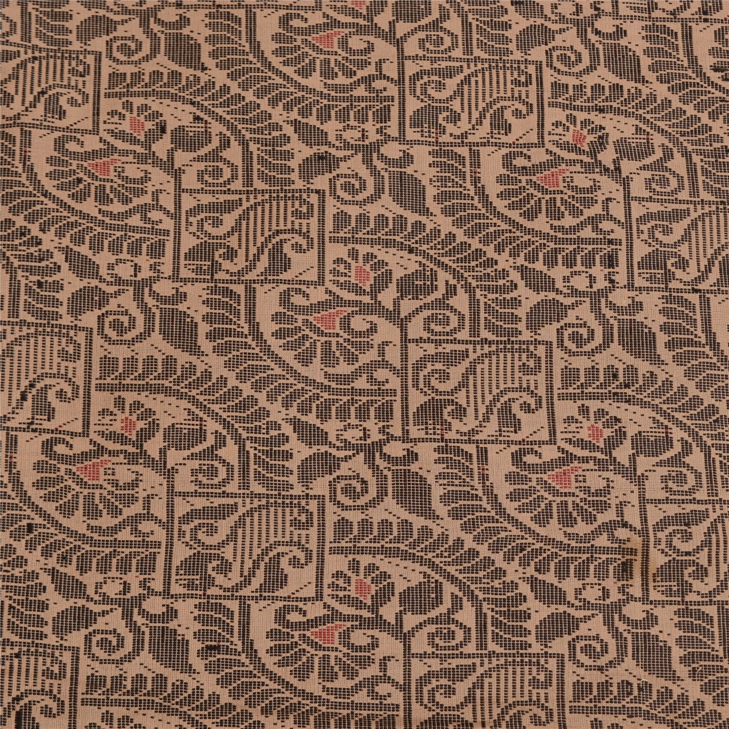 Sanskriti Vintage Peach Sarees Blandet Bomuld Vævet Premium Sari Håndværk 5 Yards Bæredygtigt Stof