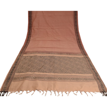 Sanskriti Vintage Peach Sarees Blandet Bomuld Vævet Premium Sari Håndværk 5 Yards Bæredygtigt Stof
