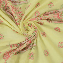 Load image into Gallery viewer, Sanskriti Vintage Yellow Sarees Blend Cotton Handmade Chikankari Sari Fabric
