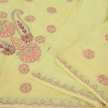 Load image into Gallery viewer, Sanskriti Vintage Yellow Sarees Blend Cotton Handmade Chikankari Sari Fabric

