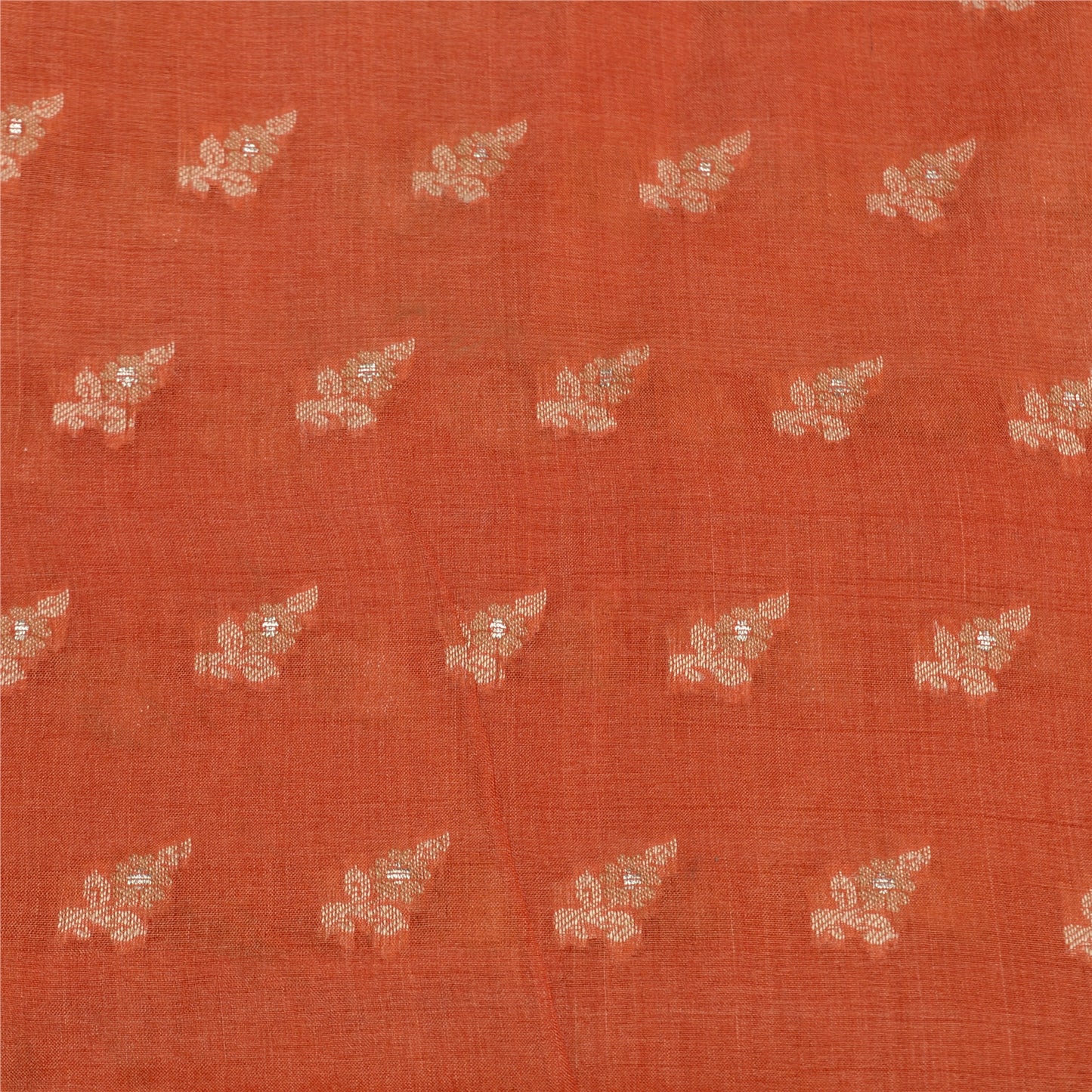 Sanskriti Vintage Brown/Orange Sarees 100% Pure Silk Woven Sari Craft Sustainable Fabric