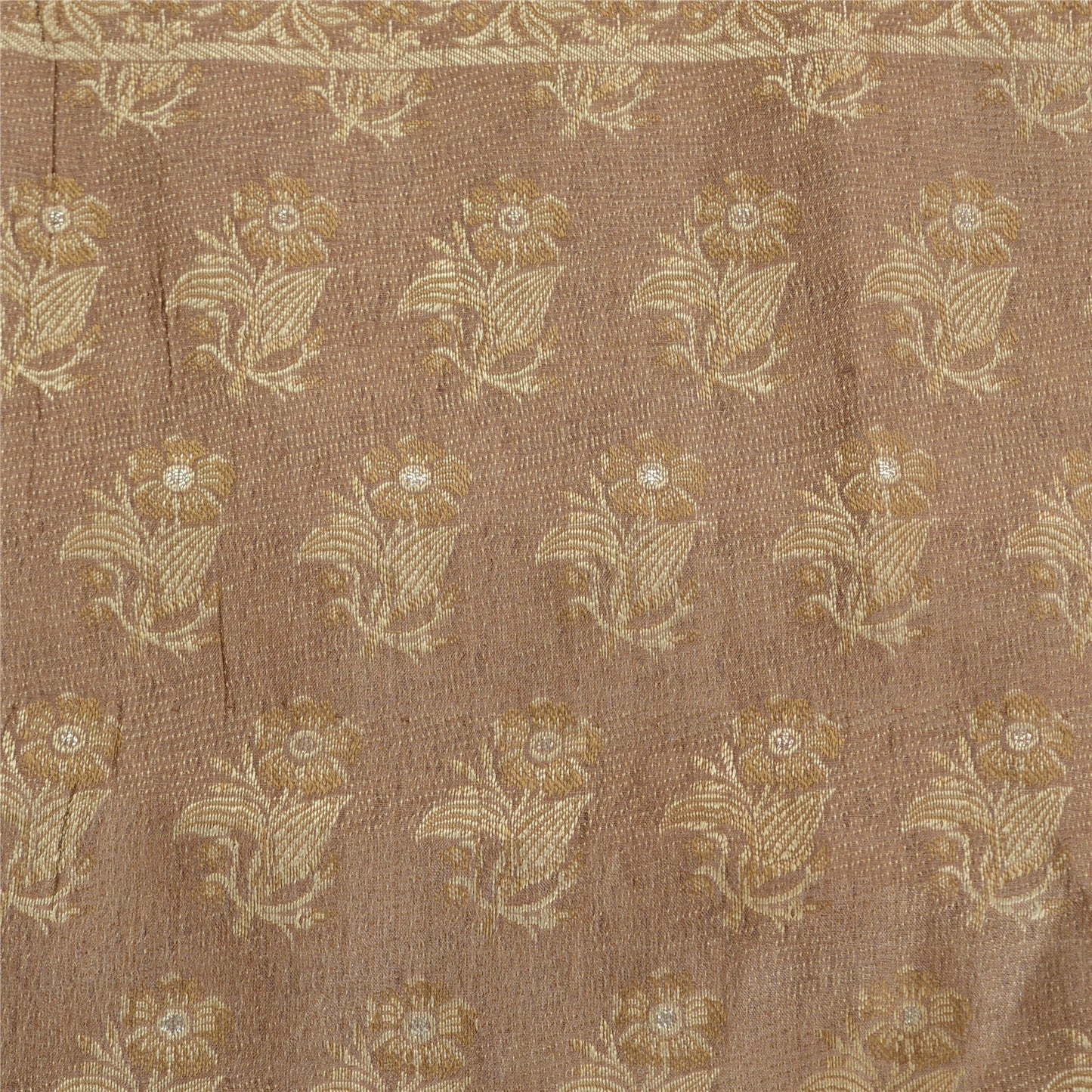 Sanskriti Vintage Brown/Orange Sarees 100% Pure Silk Woven Sari Craft Sustainable Fabric