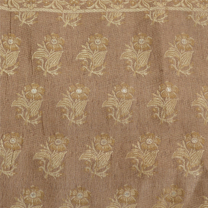 Sanskriti Vintage Brown/Orange Sarees 100% Pure Silk Woven Sari Craft Sustainable Fabric