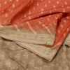Sanskriti Vintage Brown/Orange Sarees 100% Pure Silk Woven Sari Craft Sustainable Fabric