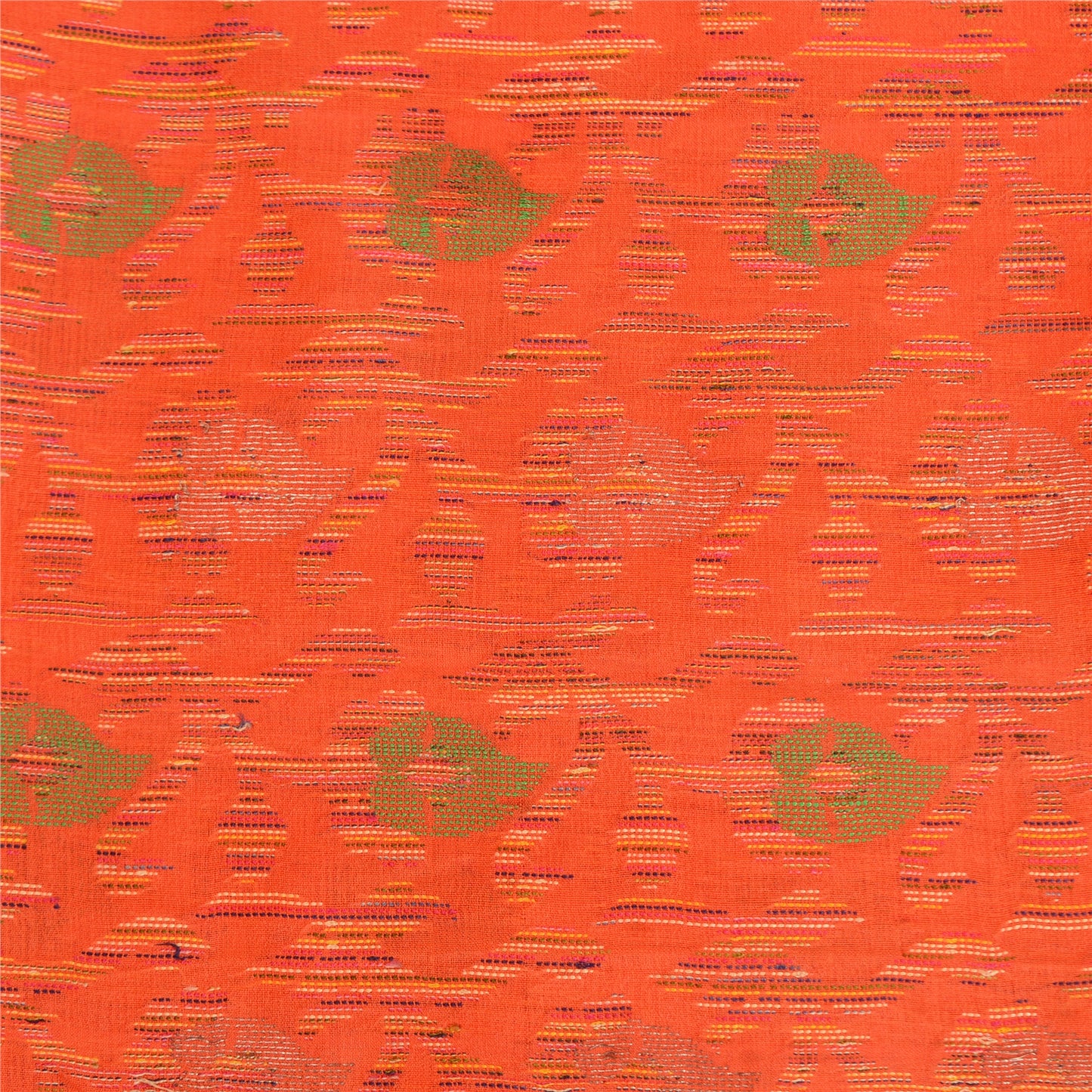 Sanskriti Vintage Orange/Green Sarees Pure Silk Woven Banarasi Zari Sari Sustainable Fabric