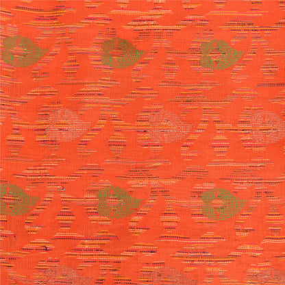 Sanskriti Vintage Orange/Green Sarees Pure Silk Woven Banarasi Zari Sari Sustainable Fabric