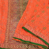 Sanskriti Vintage Orange/Green Sarees Pure Silk Woven Banarasi Zari Sari Sustainable Fabric