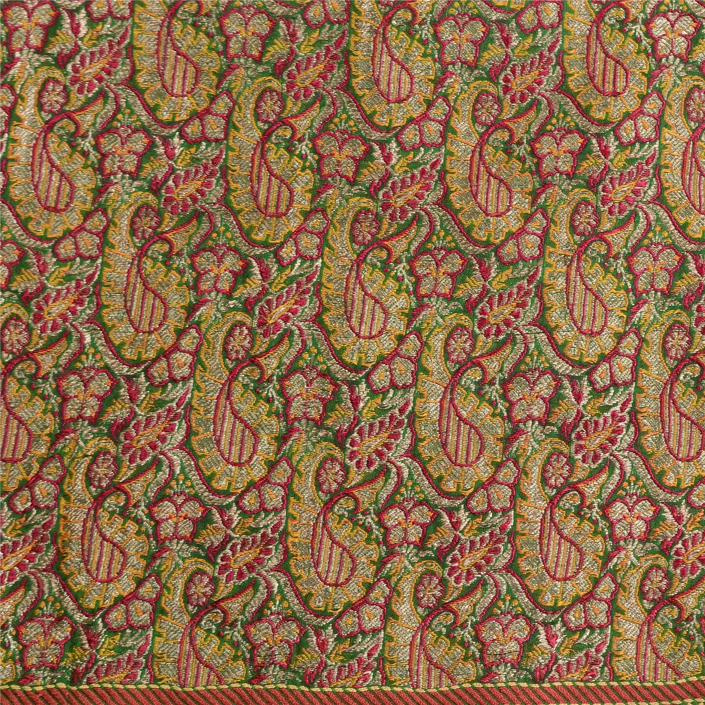 Sanskriti Vintage Orange/Green Sarees Pure Silk Woven Banarasi Zari Sari Sustainable Fabric